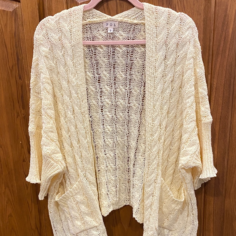 POL NWOT Women's Butter Yellow Cable Knit Cardigan size small